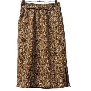 J. Crew Brown Polka Dot Women's Midi Skirt 27” long XXS Stretch Band Width 13”